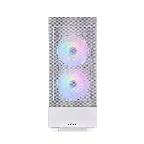 Image of Lian Li LANCOOL 205 MESH - White Tower Chassis Computer Case I Gaming Cabinet - Support ATX /M-ATX /Mini-ITX MBI Tempered Glass Steel Side Panel I 2 X 140mm ARGB Fan Front and 120mm ARGB Fan Rear