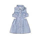 Quenny Samgami Baby Cross Border children's wear 2022 summer girls' backless denim skirt foreign style sleeveless denim dress(blue,M(110CM 4-5Y))