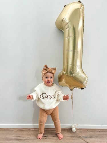 Image of 40 Inch Light Gold Number 7 Balloon, Champagne Birthday Party Decorations