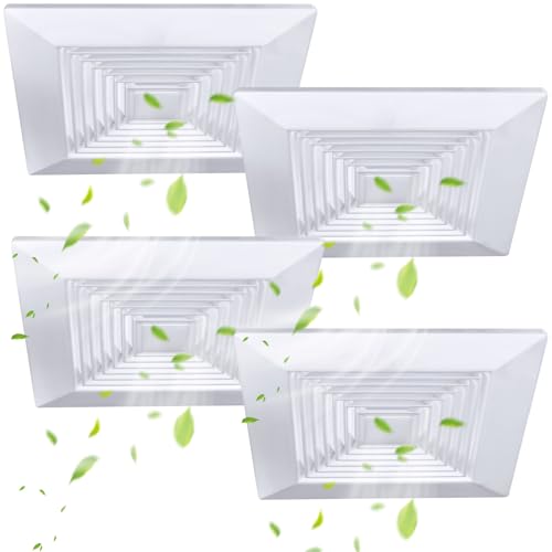 4 unidades de rejilla de ventilación para baño, cubierta de ventilador de techo de 9 x 9 pulgadas, reemplazo de cubierta de ventilación cuadrada para baño, fabricada en plástico con resortes miniatura 1