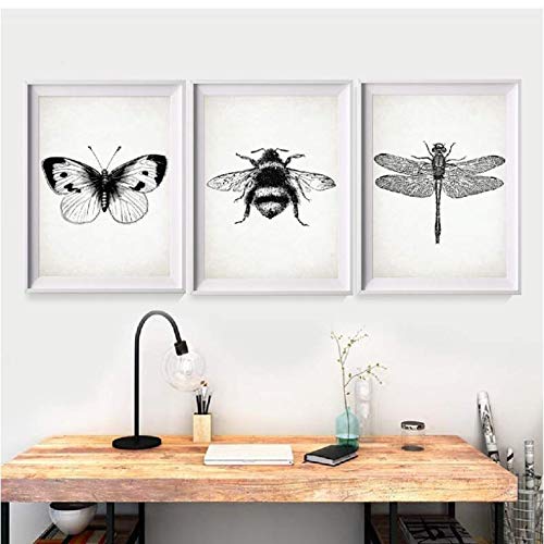 Affiche toile libellule papillon abeille 50x70 cm pour deco murale enfant