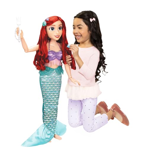 Disney Princess Ariel Doll Playdate 32” Tall & Poseable, My Size Articulated Doll in Mermaid Outfit, Comes with Dinglehopper to Comb Her Long Red...