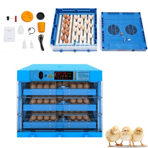 ZephyrGlow Incubadora Huevos Gallina con Volteo Automático de Huevos, Añadir Agua Automáticamente y Lámparas de Huevo, para Incubar Pollo, Pato y Huevos de Golosinas,192Egg