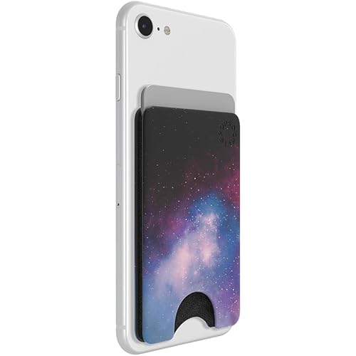 PopSockets Minimalist Slim Phone Wallet, Phone Card Holder, Wireless Charging Compatible, Wallet Without Grip Compatible with MagSafe- BL Galaxy