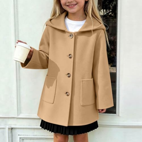 Piuwrlz Girls Hooded Button Front Pea Coat Long Winter Outerwear - image 9