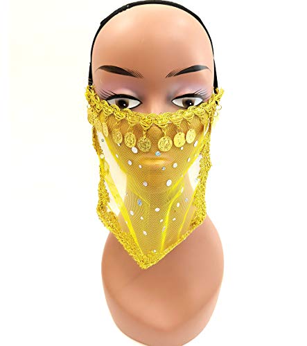 Astage Belly Dancer Face Mask For Women Carnival Ancient Egyptian Masquerade Mask Yellow