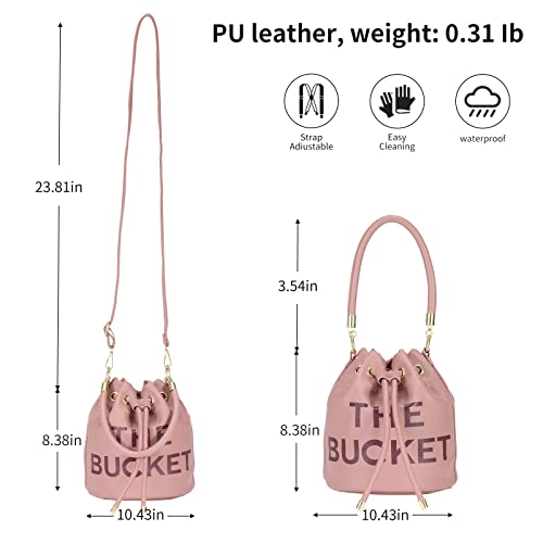 Image of JQAliMOVV Mini Leather Bucket Bags for Women Drawstring Bucket Purse Crossbody Handbags Hobo Bag