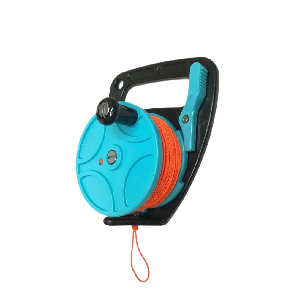 Scuba Diving Wreck Reel Spool Finger Line Reel with Handle Compatible with 150FT 272FT Cave Snorkeling Underwater Water Sports Gear(272ft Orange Line)