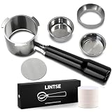 LINTSE Portafiltro Sin Fondo 51mm para Espresso Preciso, Compatible con Portafiltro Delonghi Dedica, Incluye Kit Barista 51mm para una Preparación más Consistente, Plástico Negro