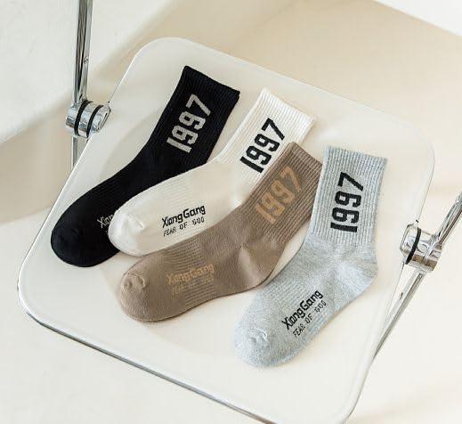 4 Pairs Mens Running Crew Socks Breathable Comy Athletic Sports Socks2