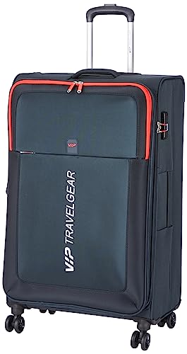 VIP Suprema 79cm Softsided Large Size Polyester 8 Spinner Wheels Grey Suitcase