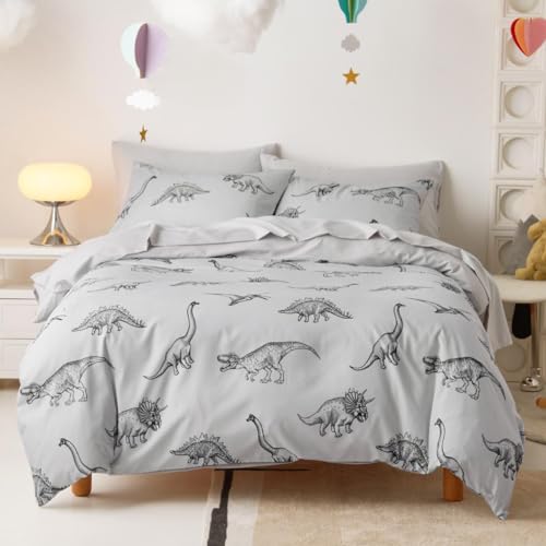 Wake In Cloud - Dinosaur Bedding Set for Boys, Dinosaur Sketch Patterned Soft Lightweight Comforter...