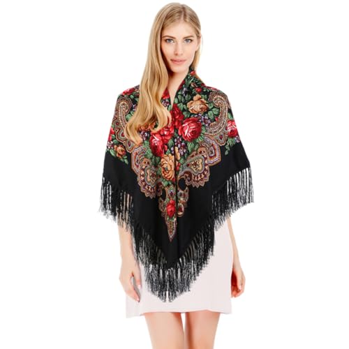 Women's Embroidered Oversize Tassel Shawl Scarf Wraps for Women - Scarfs for Women Pashmina Silky Shawl Wrap2