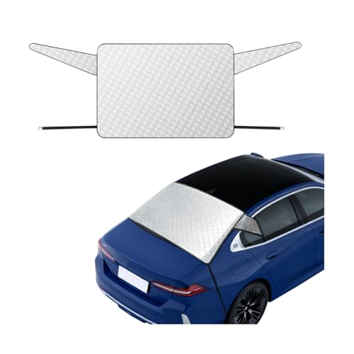 Zpana Car Magnetic Rear Windshield Snow Cover, Vehicle Rear Window Frost Cover with Elastic Strap, Automotive Windshield Protector for Ice and Snow, Universal for Most Sedan SUV