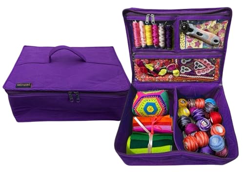Image of All Purpose Storage Tote Bag - Quilting, Sewing,Knitting, Portable, Multifunctional - Purple