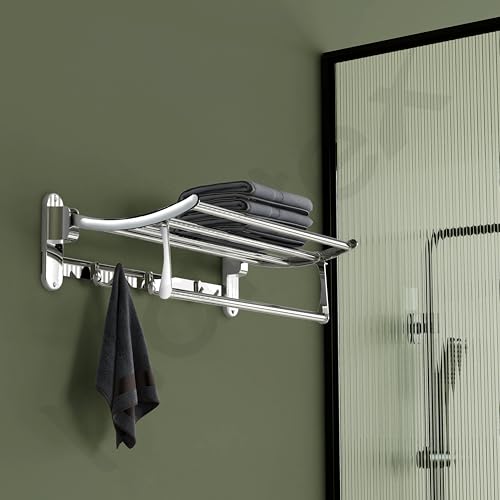Plantex Stainless Steel Folding Towel Rack for Bathroom/Towel Stand/Hanger/Bathroom Accessories(18 Inch-Chrome) (Image - 2)