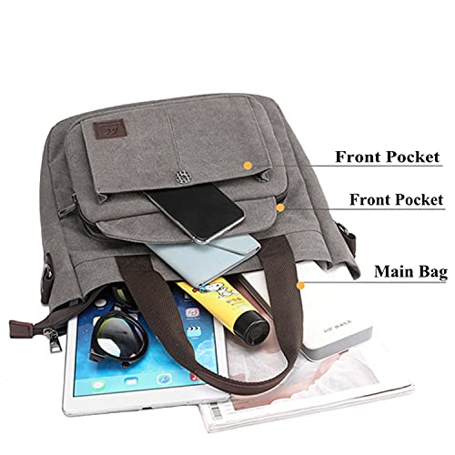 Bolso Tote de lona para mujer multi bolsillo miniatura 6