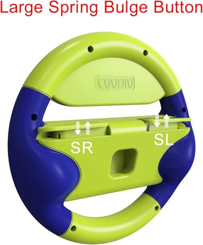 Image of PSS 2pcs Racing Game Steering Wheels Attachment Compatible with Nintendo Switch JoyCon, Switch OLED & OLED Joy-Cons, Racing Wheel for Mario Kart 8 Deluxe, Joy con Wheel Attachment, 135mm Diameter, (Joycon not included) (Blue /Yellow)