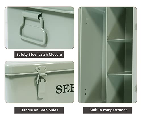 Seed Storage, Metal Seed Box, Seed Storage Organizer Box with Lid & Handle - Image 2