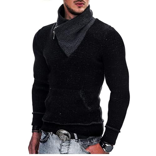 Mens Shawl Collar Pullover Sweaters Fashion Diamond Knit Sweater Stylish Knitwear Lightweight Jumper3