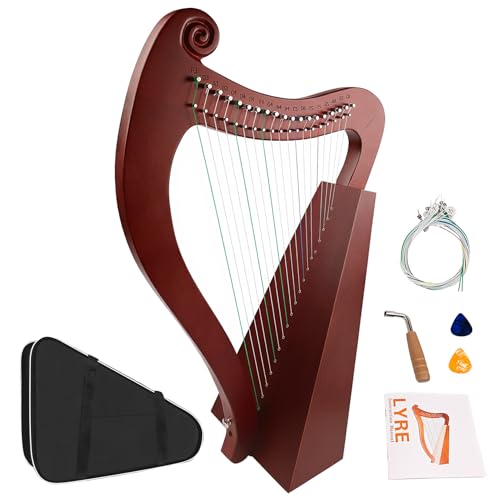 VixxNoxx Lyre Harp, 23 Inches 19-String Zelkova Lyra Harp Kit, Stringed Musical Instruments with Tuning Wrench Gig Bag Instructions Extra Strings for Beginners Adults