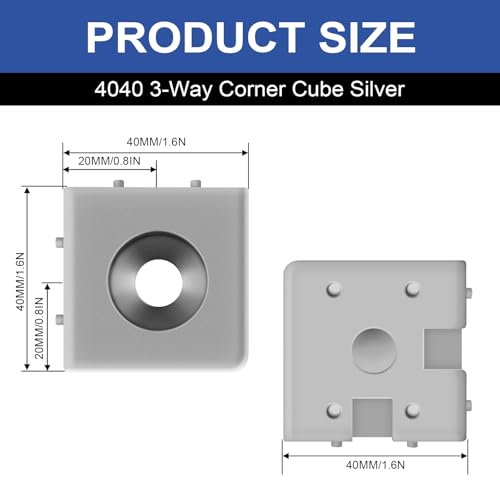 Image of 12pcs 4040 3-Way Corner Cube 4040 Extrusion Hardware T-Slot V-Slot Accessories with Screws and Nuts for 4040 Aluminum Extrusion Connector 3D Printer Accessories Silver