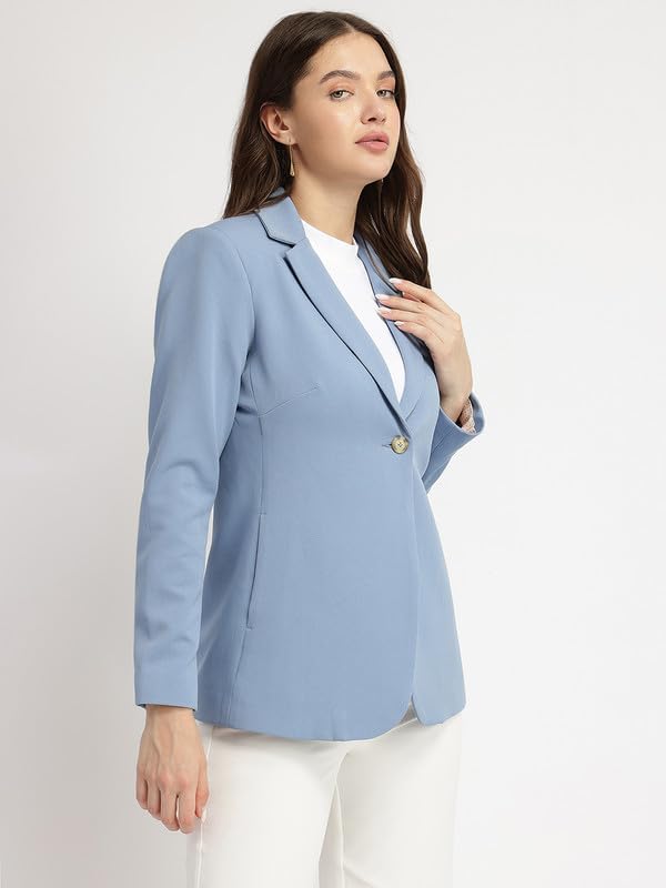 Image of FableStreet Women's Blazer | Tailored Fit Single-Breasted Design with Notch Lapel & Welt Pockets | Smooth Woven Texture for Work & Business Casual Wear