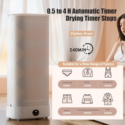 Stiratrice Automatica Asciugatrice Portatile Senza Mano, 30 Min Modo Rapido, Odori Barbecue/Fumo, Design Pieghevole, Adatta Per Appartamenti, Uso Imediato - 2