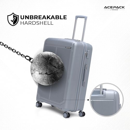Image of ACEPACK by Verage Megatron Hard Side Polypropylene Luggage Small Cabin 41L | Lightweight Unbreakable Suitcase Set with 360 Silent Spinner Wheels, Number Lock & Telescopic Handle