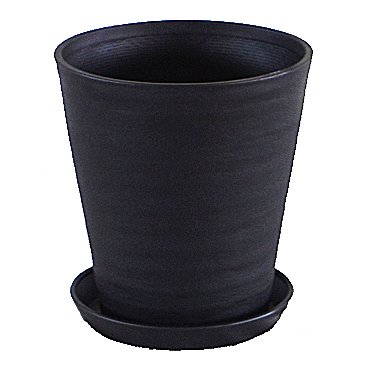 樹脂製ポット セラアート 長鉢 黒 φ24cm 受皿付 植木鉢