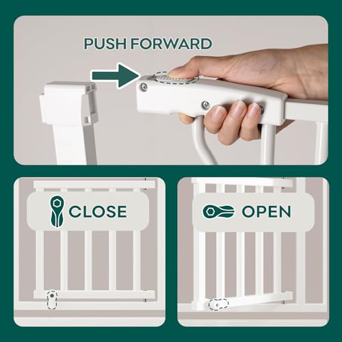 53in Extra Tall Cat Gate for Doorway, 29.5-40.6in Auto Close Pet Gate-White | Ostutry Gate with Cat Door, Climb Proof Dog Gate No Drilling Pressure Mounted - Image 7