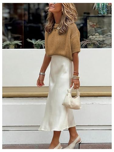 Image of GORGLITTER Women's Puff Short Sleeve Crop Cropped Sweaters Top Cute Outfits | Old Money Outfits Women, Date Night Outfit for Women, Going Out Tops Trendy, Knit Tops Sweater