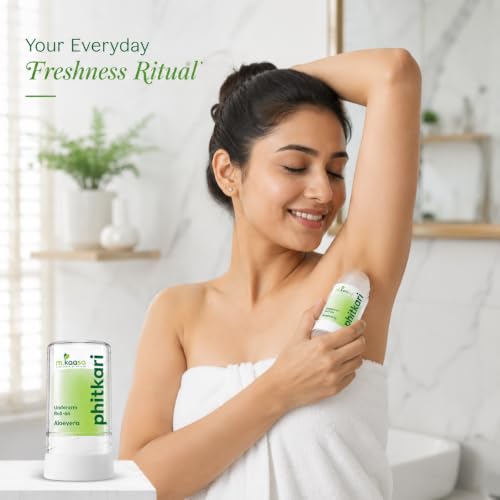 Image of Phitkari Underarms Roll-On Stick with Aloe Vera | Alum Infused Crystal Deodorant | Long Lasting Odour Protection | Fragrance Free | Non Sticky | Gentle on Sensitive Skin | Unisex 80 gm (PACK OF 1)