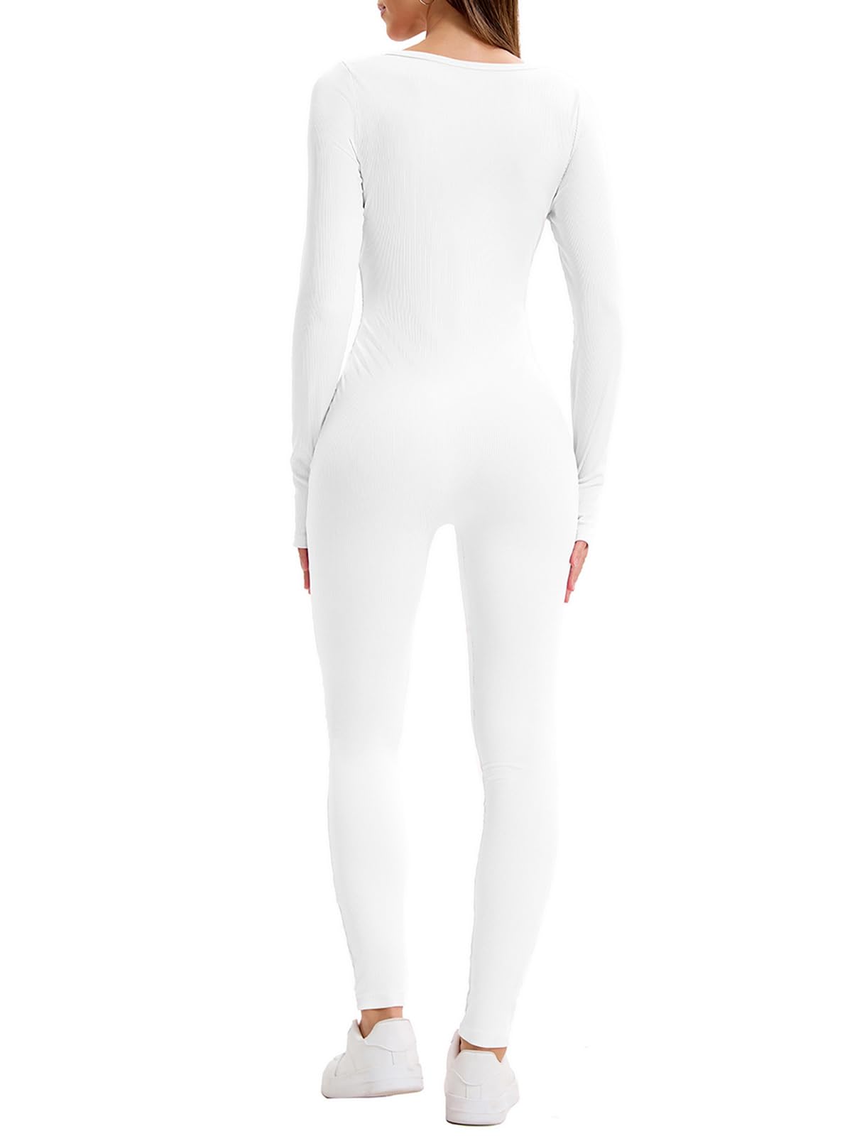 Tuta da donna lunga aderente yoga body elasticizzato a maniche lunghe a vita alta sport