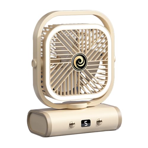 Ventilador Pequeño De Escritorio,Ventilador Pequeño Portátil para Refrescar Personal - 5 Velocidades Portátil Recargable Con Luz Nocturna Montaje En Pared Para Escritorio Hogar Oficina Apartamento