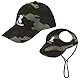 Pawaboo Haustier Baseball Mütze, 2 Stück Pet Eltern Kind Mütze, Sonnenhüte mit Ohrlöchern und Verstellbarem Kinnriemen, Haustier Familienhüte Outdoor Hundecap Sonnenschutzkappen, Klein, Tarnfarbe Grün