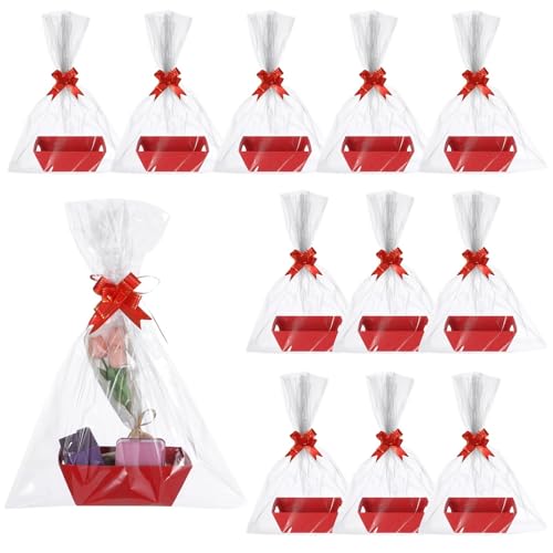 Cajas de regalo de bricolaje, 12 cintas de lazo, agradecimiento, fiesta de cumpleaños, boda, 12 cestas vacías para llenar con asas, 12 bolsas de regalo a granel