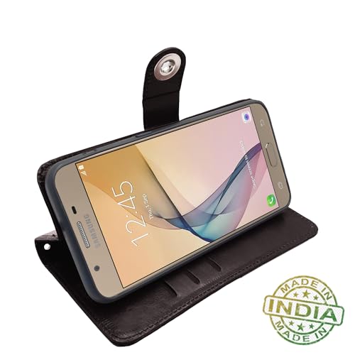 Image of Pikkme Samsung Galaxy J7 Prime Flip Cover Leather Finish | Inside TPU with Card Pockets | Wallet Stand and Shock Proof | Complete Protection Flip Case (Button Coffee)