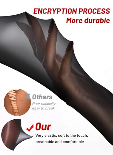 Image of VEBZIN Tights for Women Black Sheer 30D Tights High Waisted Stockings Pantyhose
