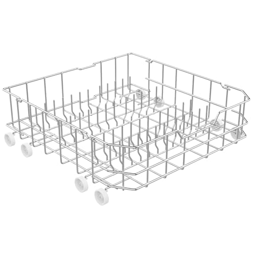 UPGRADED WD28X10384 Dishwasher Lower Rack Compatible with GE Dishwasher Rack Replacement Parts WD28X10166 WD28X10309 GLD5660N00SS GLD4560R00SS Stainless Steel GE Dishwasher Bottom Rack with Wheel