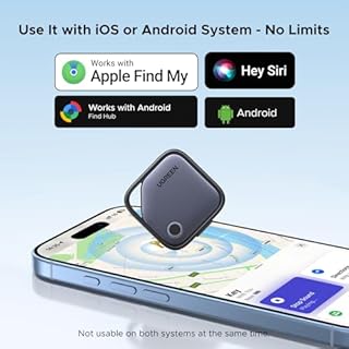 UGREEN FineTrack Duo Supporto iOS Find My o Android Find Hub Smart Finder Ricarica USB-C Localizzatore SmartTag Tracker Bluetooth per Chiavi Bagaglio Portafoglio Bicicletta Zaino Borsa (4 pezzi)