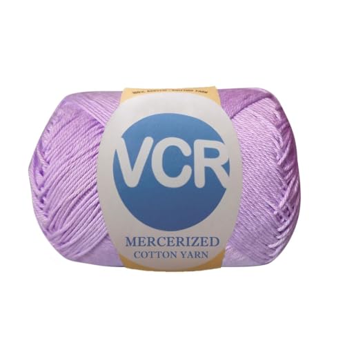 Image of VCR 4 Ply Light Purple 100% Mercerized Cotton Yarn, 60 Grams Hank, 190 Meters Length, Cotton Combed Ball, Smooth and Glossy Crochet Yarn for Crochet and Knitting, Pack of 1, Suitable for DIY Crafts
