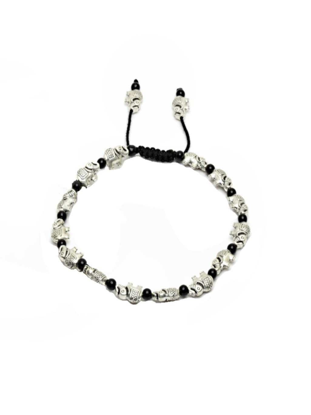 sanjog Sterling Steel Elephant Shape With Black Thread Anklet For Women/Girls-image-46