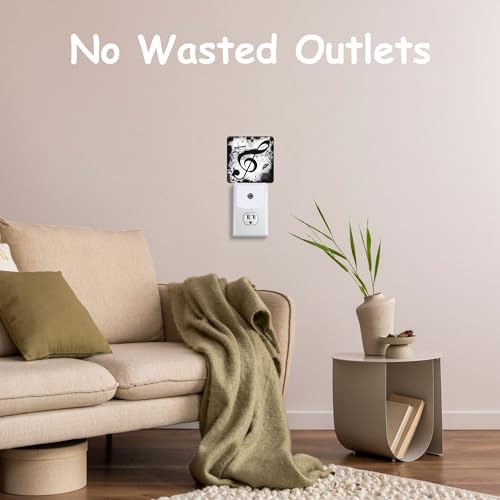 Image of Ink Blots Treble Clef Night Light,Black Music Notes Plug-in Night Light Auto Dusk-to-Dawn Sensor Energy Efficient LED Lamp for Room Decor,Hallway,Kitchen,Bathroom,Nursery,Stairs