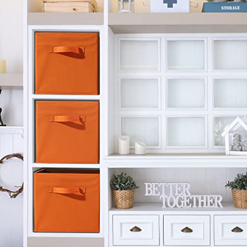 Sorbus® Foldable Storage Cube Basket Bin (6 Pack, Orange) #TOP6