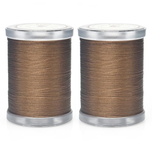 Image of Selric 300Yards Extra Strong Bonded Nylon Thread for Leather Sewing, Coffee Heavy Duty Upholstery Thread for Heavy Fabric (2 Spools)-Coffee