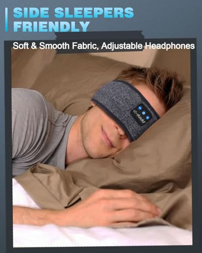 LC-dolida Sleep Headphones Bluetooth 5.4, Headband Headphones Earphones Wireless, Sleep Mask for Gifts,Workout,Jogging,Yoga(Greige) — view 6