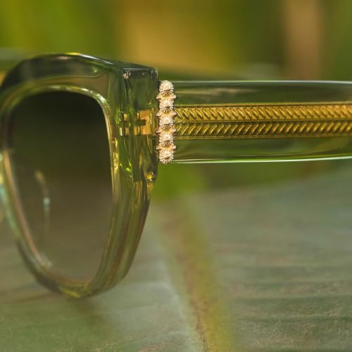 DIFF | The White Lotus Thailand Designer Cat Eye Sunglasses for Women UV400, Light Green Crystal + Olive Gradient3