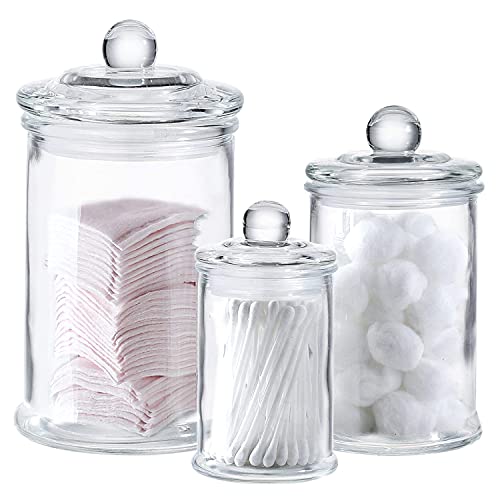 Glass apothecary jars with lids - set of 3 - small glass jars for…