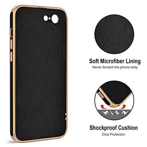 Image of Hython Case for iPhone SE 2022, iPhone SE 2020, iPhone 7 Case, iPhone 8 Case with Ring Holder Stand Magnetic Kickstand, Plating Rose Gold Soft TPU Bumper Camera Protection Shockproof Phone Cases-Black